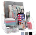 Clear Acrylic Desk Oganizer, 9 Compartments, Office Supplies and Desk Accessories Organizer, Home Decor Desktop Organizer (Clear)
