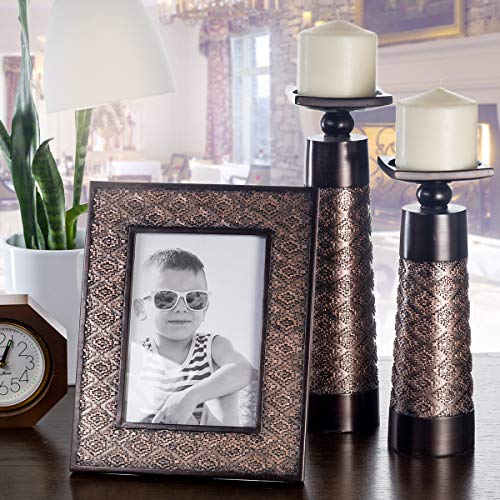 Dublin Brown Pillar Candle Holder Set of 2 - Home Decor Aesthetic, Coffee Table Decor Mantel Centerpieces Table Decorations, Living Room Decor or Dining Tabletop Decor -Gift Packaged - view 2
