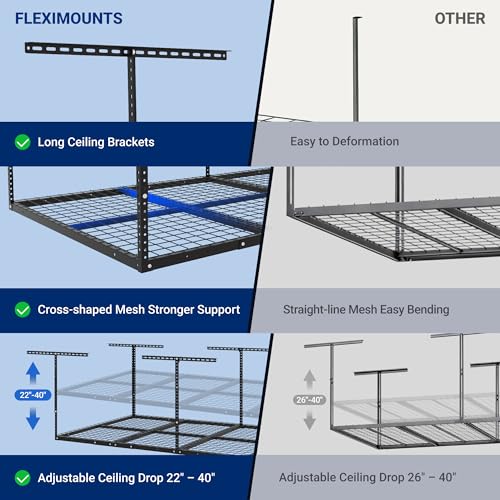 4x8 Overhead Garage Ceiling Storage Rack Organization, White - view 5