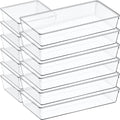 12 Pack Large Clear Plastic Drawer Organizer Set, Acrylic Bathroom Organizer Vanity Trays Dividers, Kitchen Organizers and Storage, Non-Slip Storage Bins for Makeup, Snacks, Office, Desk, Fridge