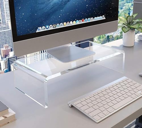 Clear Monitor Stand Riser, Computer Monitor Stand/Acrylic Monitor Riser for Home Office Laptop, PC Desk Stand for Keyboard Storage & Multi-Media Laptop Printer TV Screen (14"/7.1"/3.6") - view 7