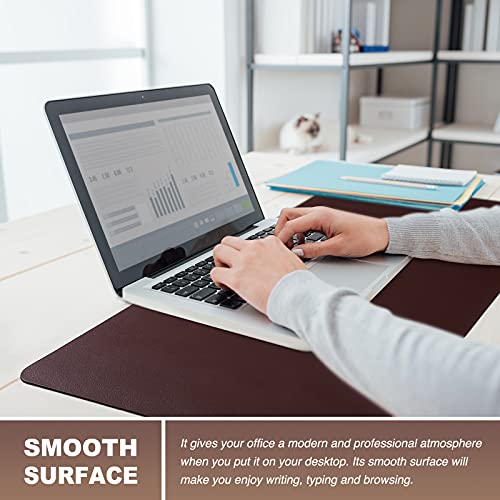 Large Desk Protector Mat, Leather Desk Pad (35.4"x17", Brown) - view 6