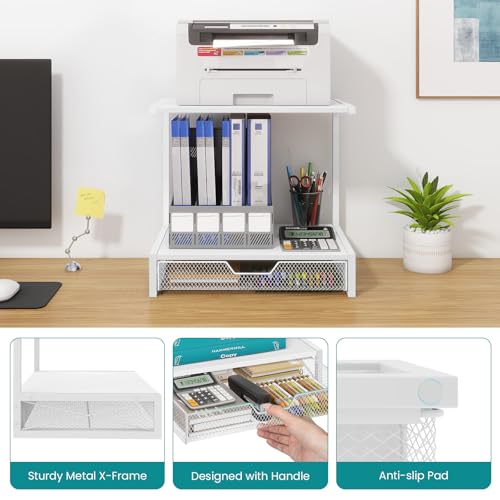 Printer Stand for Desk with Storage Drawer, 2 Tier Desk Shelf - view 6