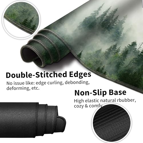 Forest Desk Pad Large Gaming Mouse Pad Set 35.4 x 15.7 with Keyboard Wrist Rest, Wrist Support, and Coaster Memory Foam Smooth Desk Pad Mousepad for Home Office School - view 4