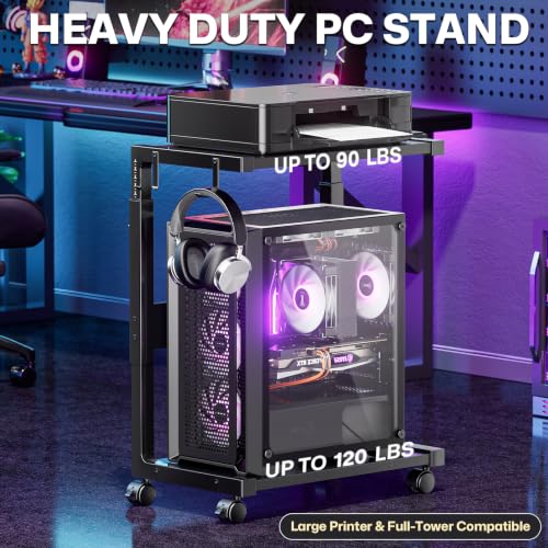Computer Tower Stand with Power Outlet - 10-Level Height Adjustable - view 2