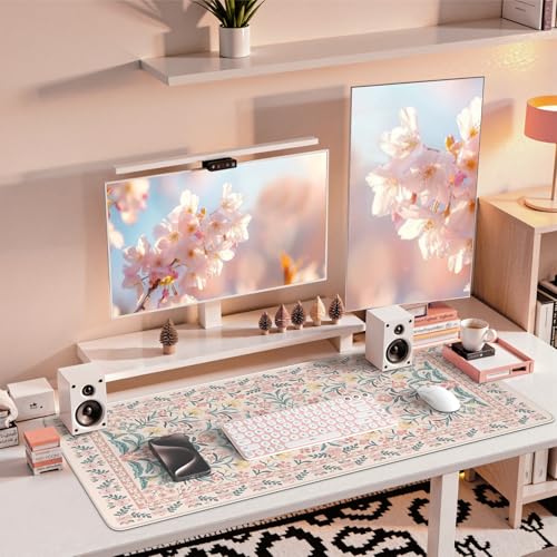 Desk Mat,Mouse Pad for Office Desk,35.4x15.7in,Pink Floral - view 6