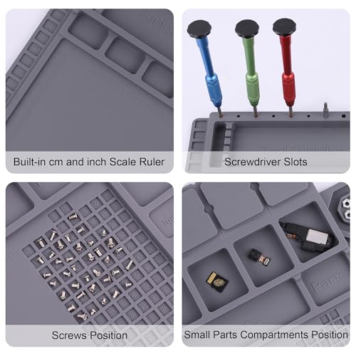 Premium Heat Resistant 932°F Magnetic Soldering Mat, 17.3'' x 11.8'' Electronics Repair Work Mat for Soldering, Electronics Computer Cellphone Repair, BGA Soldering Gun Iron Workbench Protection - view 5