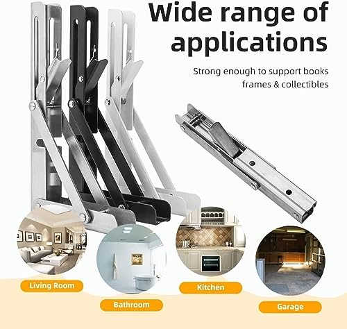 4Pcs 20" Folding Shelf Brackets, Shelf Brackets Max. Load 220 lb Collapsible Heavy Duty Stainless Steel DIY Wall Mounted Shelf Bracket Space Saving for Work Table Bench, 20Inch Silver - view 7