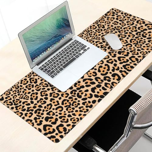 Leopard Animal Print Mouse Pads XXL Extended Mousepad with Stitched Edges Cheetah Non-Slip Rubber Base Computer Keyboard Pad Desk Mat for Home Office Desk Decor, 35.4" X 15.7" - view 5
