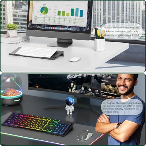Computer Keyboard Stand for Desktop - 6-Level Height Adjustable Acrylic Keyboard Riser Non-Slip Ergonomic Key Board Tray Holder for Home School Office Desk Accessories, Black - view 7