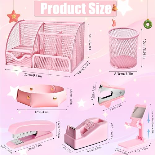 Pink Desk Accessories, 23-Piece Office Supplies Gift Set for Women - view 6