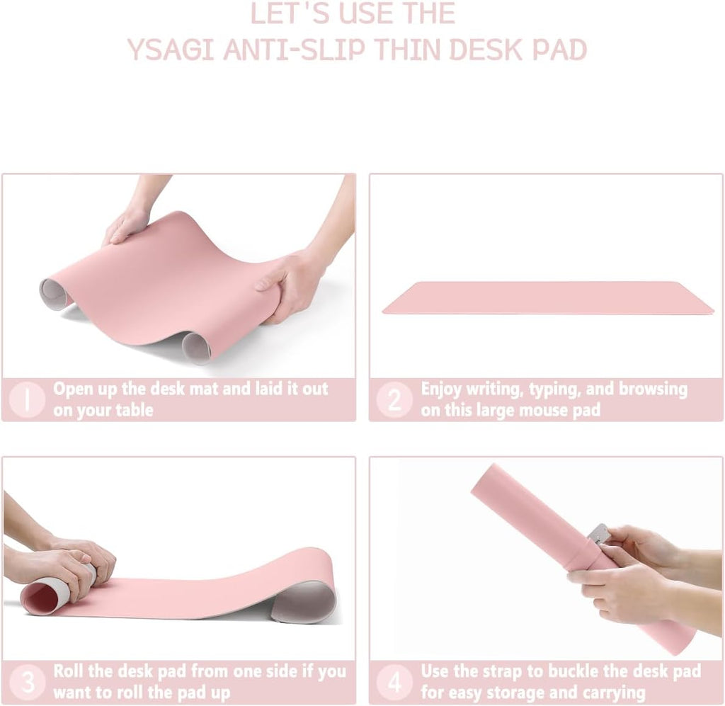 Writing Desk Pad Protector, Anti-Slip Thin Mousepad for Computers,Office Desk Accessories Laptop Waterproof Desk Protector for Office Decor and Home (Pink, 35.4" x 17") - view 7