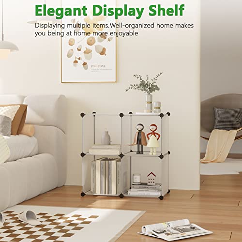 Plastic Cube Storage Organizer, 4-Cube Shelves Units, White - view 4