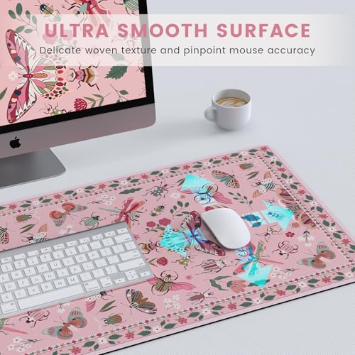 Cute Desk Mat for Women, Pink Keyboard and Mouse Pad for Desk - view 3