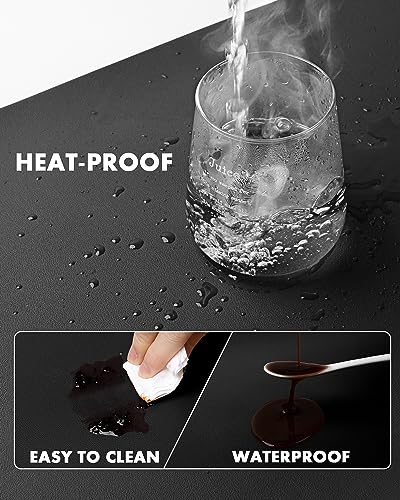 Double-Sided Desk Pad, 31.5"x15.7"Leather Desk Mat, Eco Cork Desk Pad Protector,Large Mouse Pad,Waterproof Desk Blotter for Office/Home(Black) - view 5