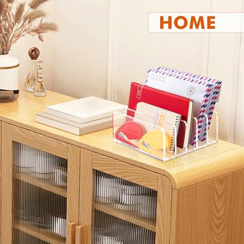 Acrylic Mail Holder, 5 Compartments Multifunction Desk Organizer - view 4