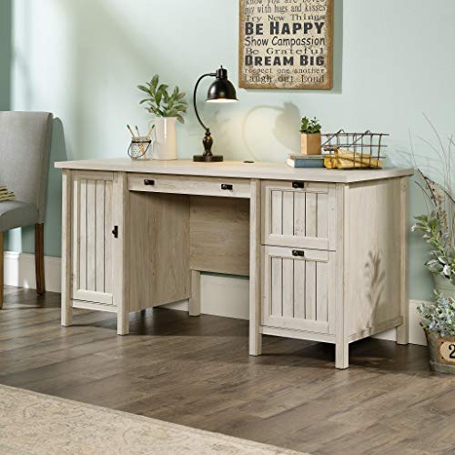 Costa Computer Desk with Storage Drawers, Home Office Desk, in Chalked Chestnut - view 2