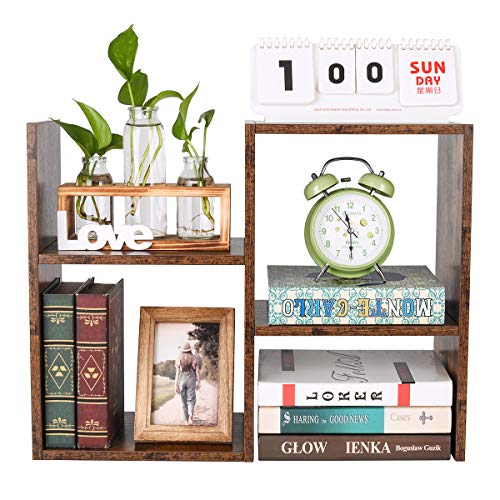 Mass Desktop Bookshelf Freestanding Wooden Countertop Bookcase Accessories Organizer Display Rack Dorm Desk Storage Shelf - view 2