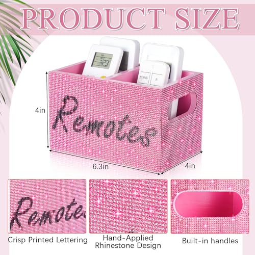 Rhinestone Remote Control Holder,Desk Accessories for Gift, Pink - view 2