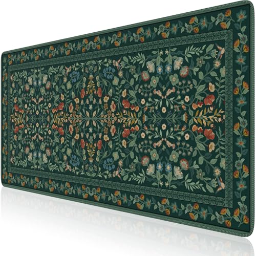 Desk Mat,Mouse Pad for Office Decor,35.4x15.7in,Deep Green