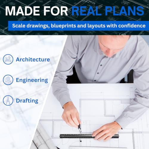 Architectural Scale Ruler and Engineering Scale Ruler Set, 12-Inch, 3-Piece - view 5