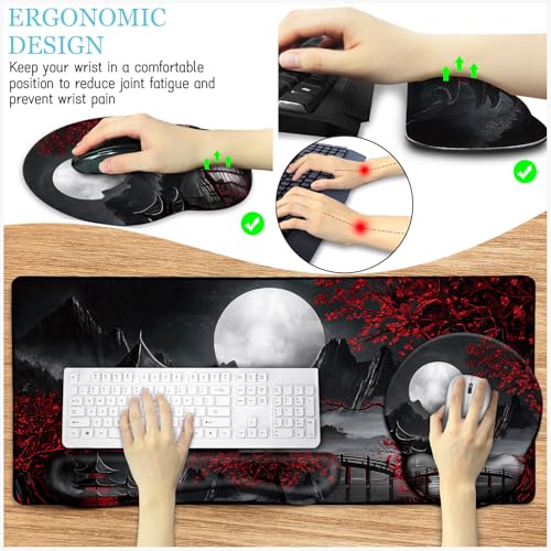 Japanese Ergonomic Mouse Pad with Wrist Rest, Large Desk Mat Set - view 3
