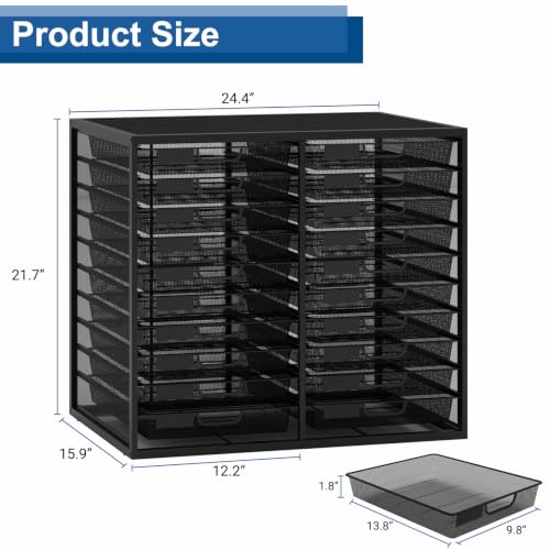 Mesh Desk Organizer with 20 Compartments Sliding Drawers,Black - view 2