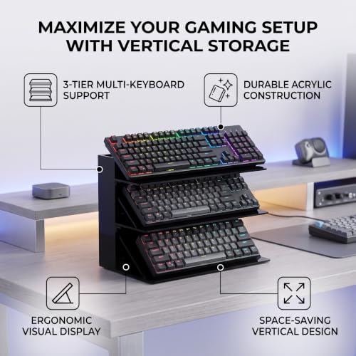 Keyboard Storage Rack, 3-Tier Vertical Acrylic Stand - view 2