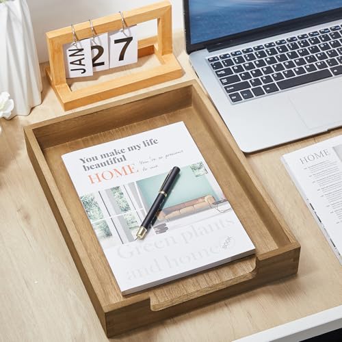 3 Pcs Stackable Wood Letter Tray A4 Size Desk File Organizer - view 2