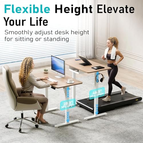 35" Electric Standing Desk, Small Sit Stand up Desk, Light Walnut - view 4