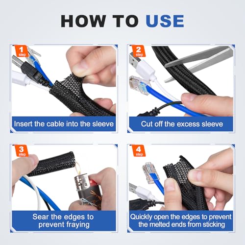 1 Inch 8ft Cable Management Loom Sleeve Cord Protector Wire Wrap Cover - view 5