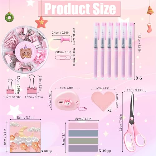 Pink Desk Accessories, 23-Piece Office Supplies Gift Set for Women - view 7