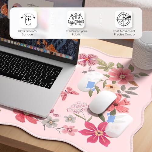Floral Desktop Mat with Scalloped Edge, XL Computer Pad(Hot Pink) - view 3