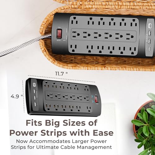 Cable Management Box, Handmade Rattan Cord Organizer for Power Strip - view 3