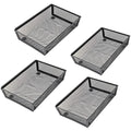Mesh Tray Kitchen Drawer Utensil Cutlery Tray Office Supplies with Inter-locking Arm Drawer Dividers Organizer for Silverware, Flatware, Home,Office, School,Bedroom(9＂X6＂4pack) Black