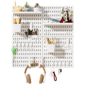 Peg Board Wall Organizer Panels, 22pcs - Includes 4 White Pegboards & Accessories, Plastic Pegboard for Home，Office, Craft Room, Gaming Setup, 24″×24″, Wall Mount Display Pegboard Panel Kits