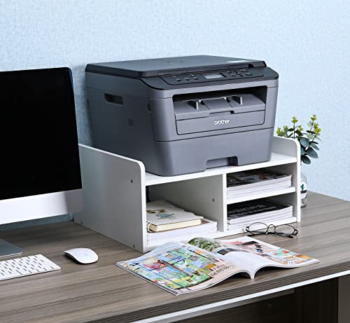 Mass Desktop Printer Stand with Storage, Paper Storage Holder Rack for Desk, Wooden Printer Organization for Home/Office, White - view 6