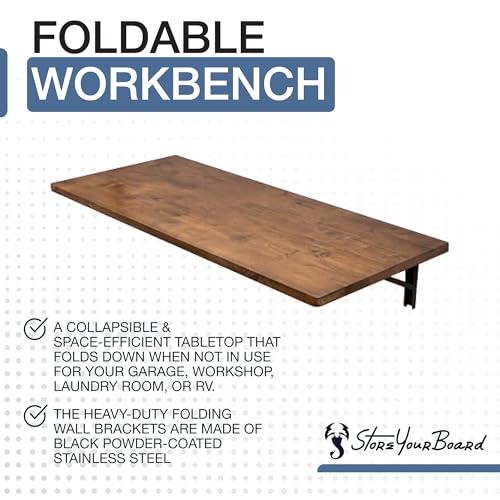 Wall Mounted Folding Workbench, 40x18 in, Holds 200 lbs - view 4
