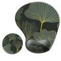 Ergonomic Mouse Pad with Wrist Support and Coaster,Mouse Pads with Non-Slip PU Base for Home Office Working Studying Easy Typing & Pain Relief Green Leaf