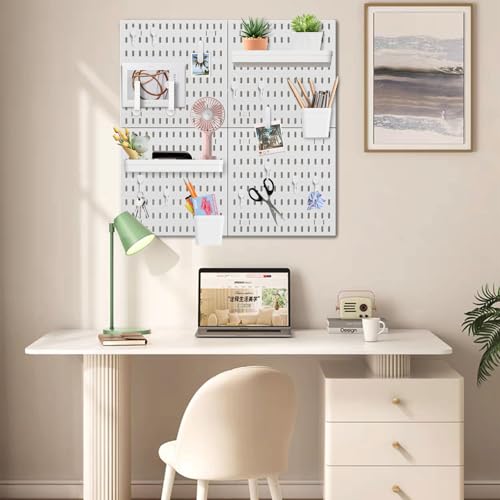 Peg Board Wall Organizer Panels, 22pcs - Includes 4 White Pegboards & Accessories, Plastic Pegboard for Home，Office, Craft Room, Gaming Setup, 24″×24″, Wall Mount Display Pegboard Panel Kits - view 6