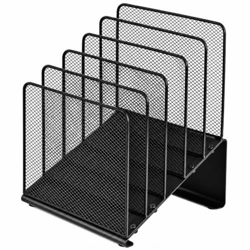 File Organizer for Desk, File Folder Organizer with 5-Section Vertical Rack, Suitable for Home Office Document Organization and Storage(Black)
