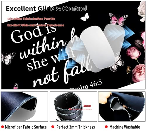 Extended Large Gaming Mouse Pad with Coaster - 35.4 x 15.7 Full Desk Mousepad - Stitched Edges - Ultimate Gaming Desk Mat - Bible Flowers - view 5