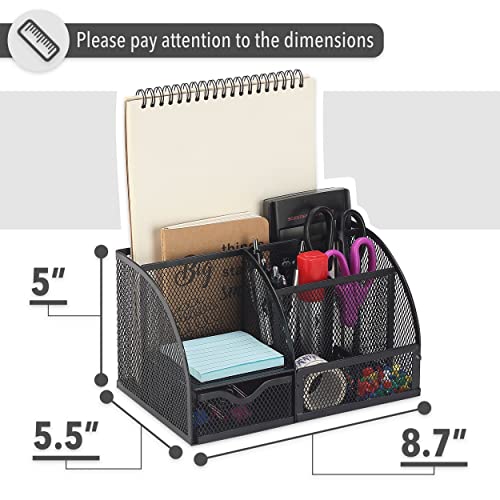 Mesh Desk Organizer, Black, Pen Holders Organizers - view 3