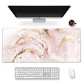 Extended Gaming Mouse Pad XXL Large Keyboard Mat Long Mousepad Desk Decor Writing Pad Non Slip Rubber Base Stitched Edges for Work, Game, Office, Home, 35.1" x 15.7", Pink Marble