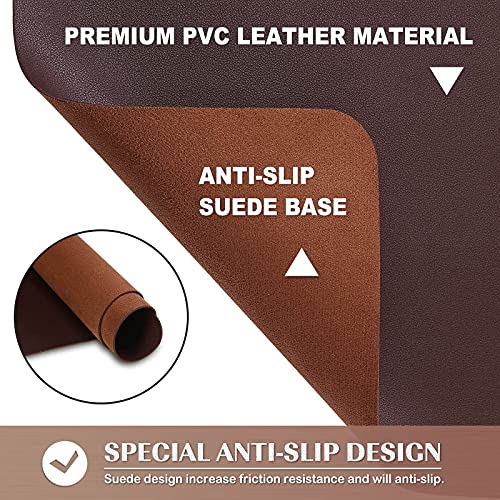 Large Desk Protector Mat, Leather Desk Pad (35.4"x17", Brown) - view 4