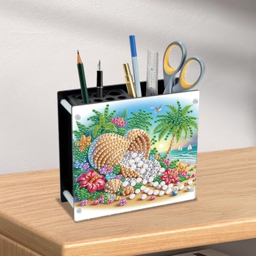 DIY Diamond Art Painting Pen Holder,Seaside DIY Acrylic Special Shaped Pen Organizer, Daily Office Desktop Decoration Storage Item - view 2