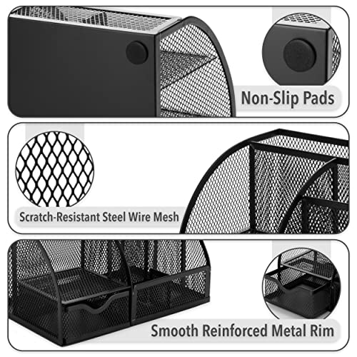 Mesh Desk Organizer, Black, Pen Holders Organizers - view 4