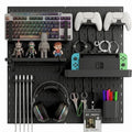 Peg Board Wall Organizer for Gaming Setup, Pegboard with Adhesives & Screw Mounts, Includes Peg Board Accessories for Gaming Accessories, Tech Storage & Office Organization (Black, 22″×22″)