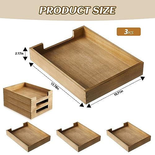 3 Pcs Stackable Wood Letter Tray A4 Size Desk File Organizer - view 3