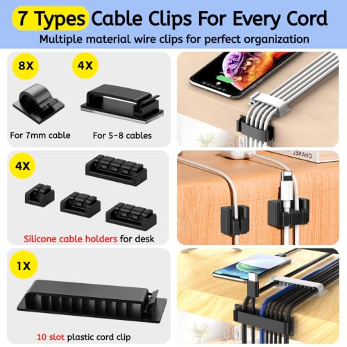 [261Pcs] Cable Management Kit, Cord Organizer, Complete Desk Cable Management Solution to Keep Desk Clean, Cable Organizer Accessories for Home Office Essentials, Black - view 2
